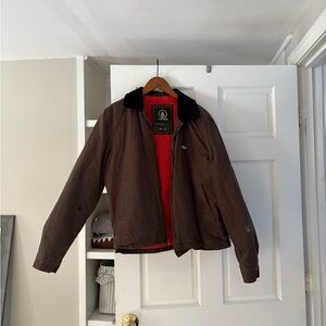 Volcom Brown Bomber Jacket with Black Collar